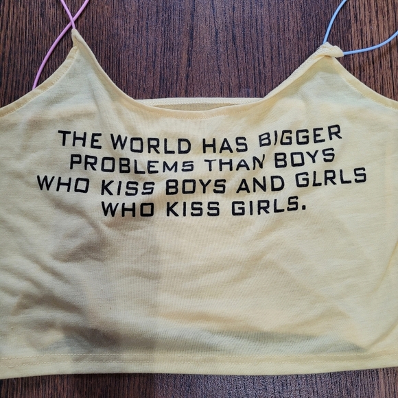 Unbranded Slogan Print Crop Cami Top Size Women's Small - Picture 11 of 12